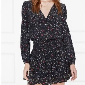 Anine Bing Martha Silk Stars Mini Dress